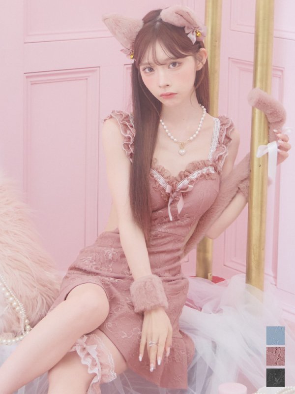 画像13: 【即日発送】【ハロウィン】緩苺ちゃん着用  キャットレースミニワンピ 【コスプレ5点セット】【XS-Mサイズ/3カラー】[HC03] (13)