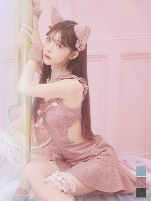 画像14: 【即日発送】【ハロウィン】緩苺ちゃん着用  キャットレースミニワンピ 【コスプレ5点セット】【XS-Mサイズ/3カラー】[HC03] (14)