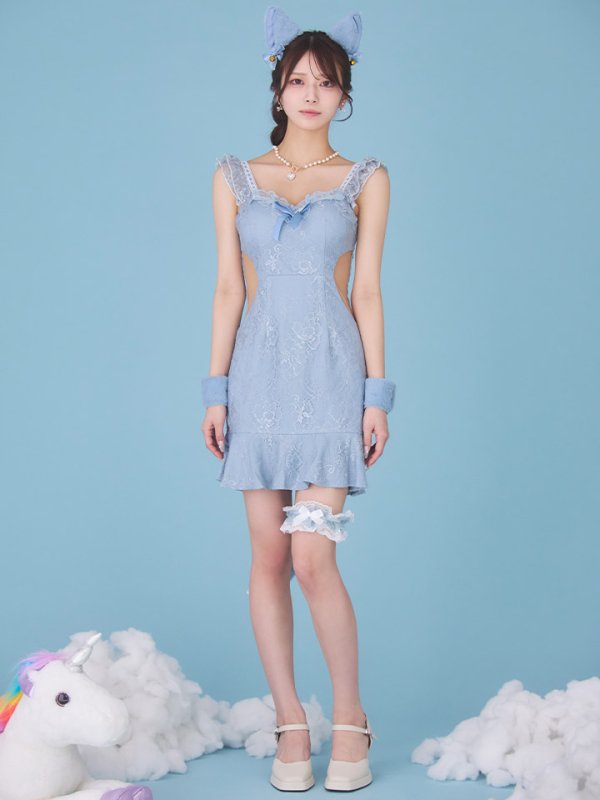 画像4: 【即日発送】【ハロウィン】 キャットレースミニワンピ 【コスプレ5点セット】【XS-Mサイズ/3カラー】[HC03] (4)