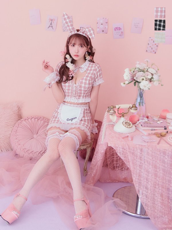 画像19: 【SALE!!】【即日発送】【ハロウィン】 ツイードバニーメイドセットアップ 【コスプレ6点セット】【S-Mサイズ/3カラー】[OF01] (19)