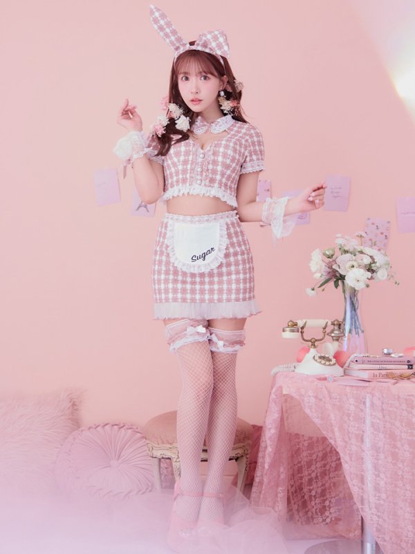 画像22: 【SALE!!】【即日発送】【ハロウィン】 ツイードバニーメイドセットアップ 【コスプレ6点セット】【S-Mサイズ/3カラー】[OF01] (22)