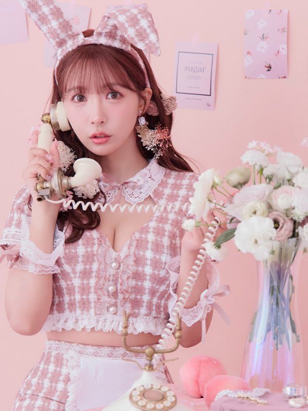 画像25: 【SALE!!】【即日発送】【ハロウィン】 ツイードバニーメイドセットアップ 【コスプレ6点セット】【S-Mサイズ/3カラー】[OF01] (25)