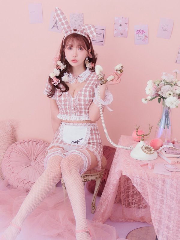 画像28: 【SALE!!】【即日発送】【ハロウィン】 ツイードバニーメイドセットアップ 【コスプレ6点セット】【S-Mサイズ/3カラー】[OF01] (28)