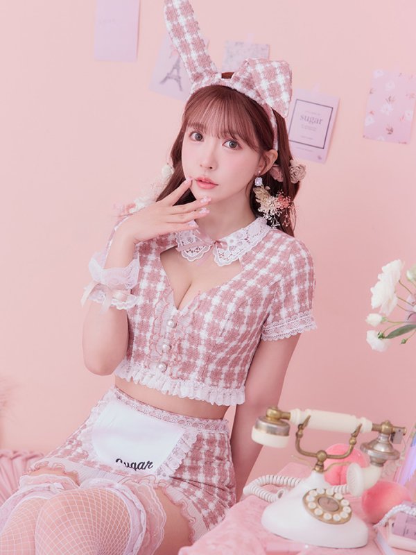 画像29: 【SALE!!】【即日発送】【ハロウィン】 ツイードバニーメイドセットアップ 【コスプレ6点セット】【S-Mサイズ/3カラー】[OF01] (29)