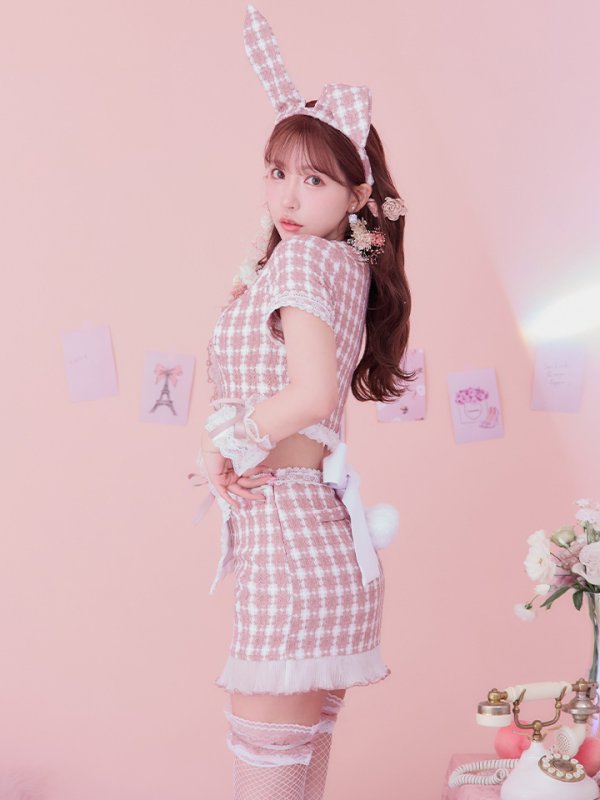 画像30: 【SALE!!】【即日発送】【ハロウィン】 ツイードバニーメイドセットアップ 【コスプレ6点セット】【S-Mサイズ/3カラー】[OF01] (30)