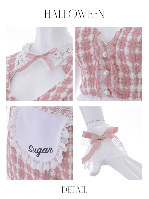 画像42: 【SALE!!】【即日発送】【ハロウィン】 ツイードバニーメイドセットアップ 【コスプレ6点セット】【S-Mサイズ/3カラー】[OF01] (42)