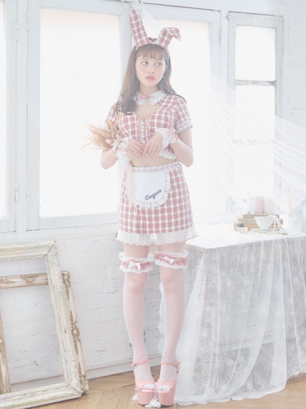 画像5: 【SALE!!】【即日発送】【ハロウィン】 ツイードバニーメイドセットアップ 【コスプレ6点セット】【S-Mサイズ/3カラー】[HC03] (5)