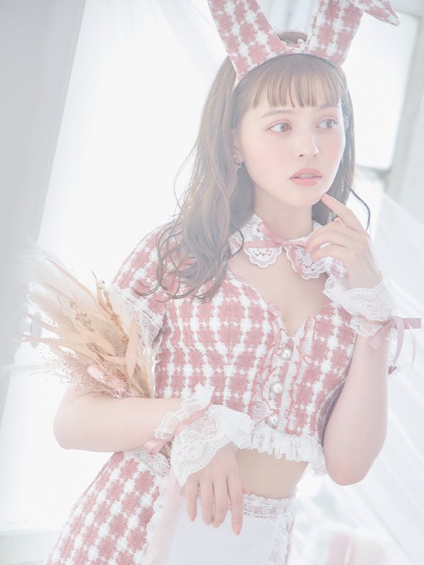 画像6: 【SALE!!】【即日発送】【ハロウィン】 ツイードバニーメイドセットアップ 【コスプレ6点セット】【S-Mサイズ/3カラー】[HC03] (6)