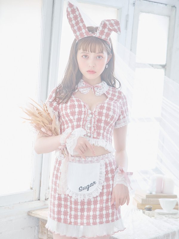 画像12: 【SALE!!】【即日発送】【ハロウィン】 ツイードバニーメイドセットアップ 【コスプレ6点セット】【S-Mサイズ/3カラー】[HC03] (12)