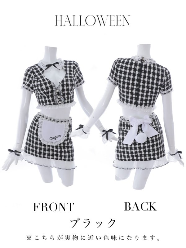 画像36: 【SALE!!】【即日発送】【ハロウィン】 ツイードバニーメイドセットアップ 【コスプレ6点セット】【S-Mサイズ/3カラー】[OF01] (36)