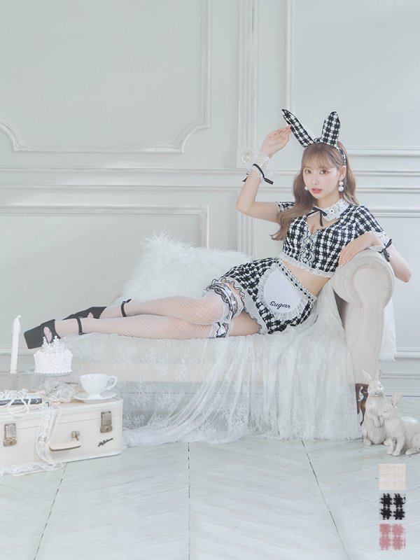 画像3: 【SALE!!】【即日発送】【ハロウィン】 ツイードバニーメイドセットアップ 【コスプレ6点セット】【S-Mサイズ/3カラー】[OF01] (3)