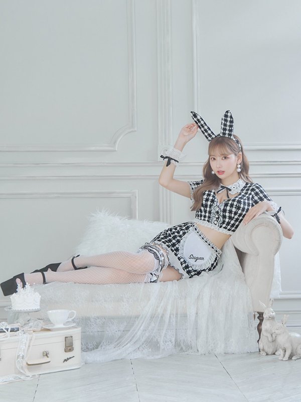 画像12: 【SALE!!】【即日発送】【ハロウィン】 ツイードバニーメイドセットアップ 【コスプレ6点セット】【S-Mサイズ/3カラー】[OF01] (12)