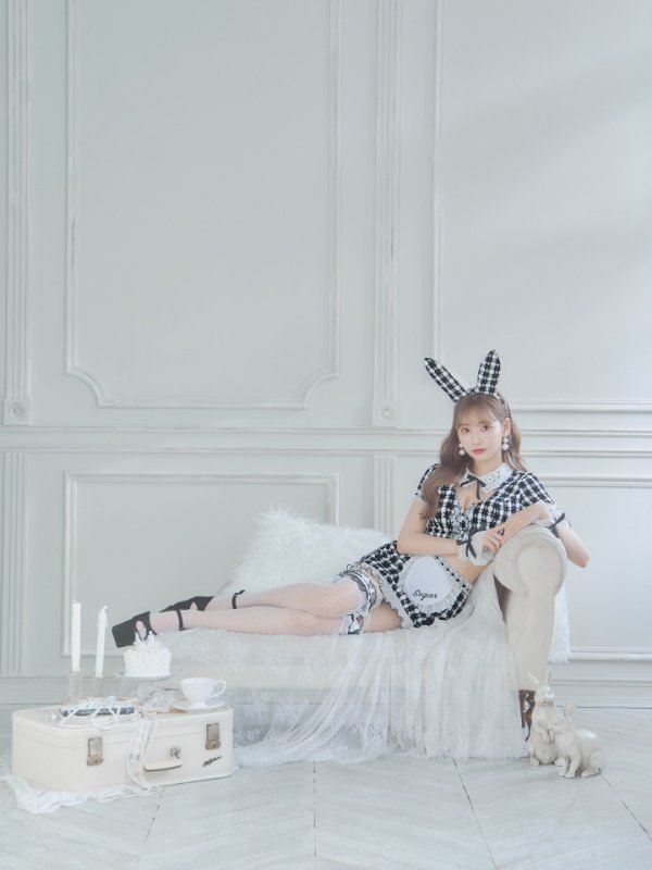 画像13: 【SALE!!】【即日発送】【ハロウィン】 ツイードバニーメイドセットアップ 【コスプレ6点セット】【S-Mサイズ/3カラー】[OF01] (13)