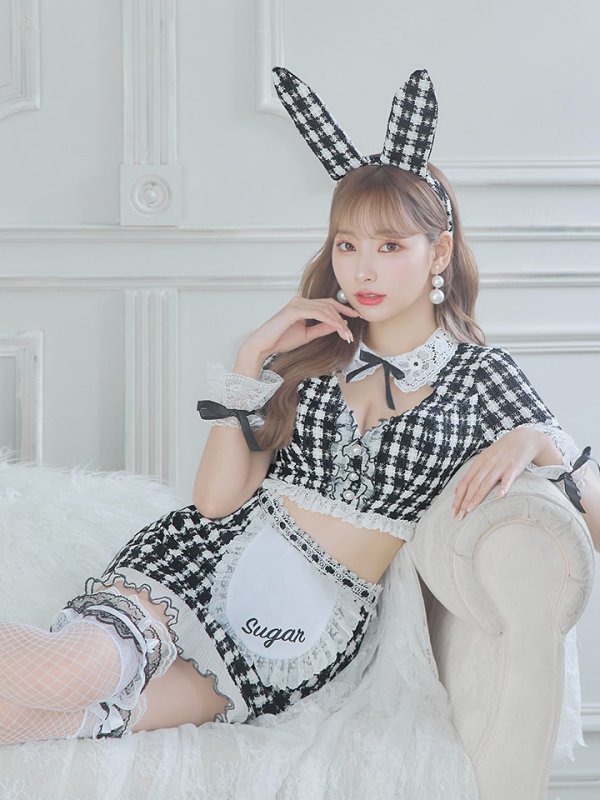 画像14: 【SALE!!】【即日発送】【ハロウィン】 ツイードバニーメイドセットアップ 【コスプレ6点セット】【S-Mサイズ/3カラー】[OF01] (14)