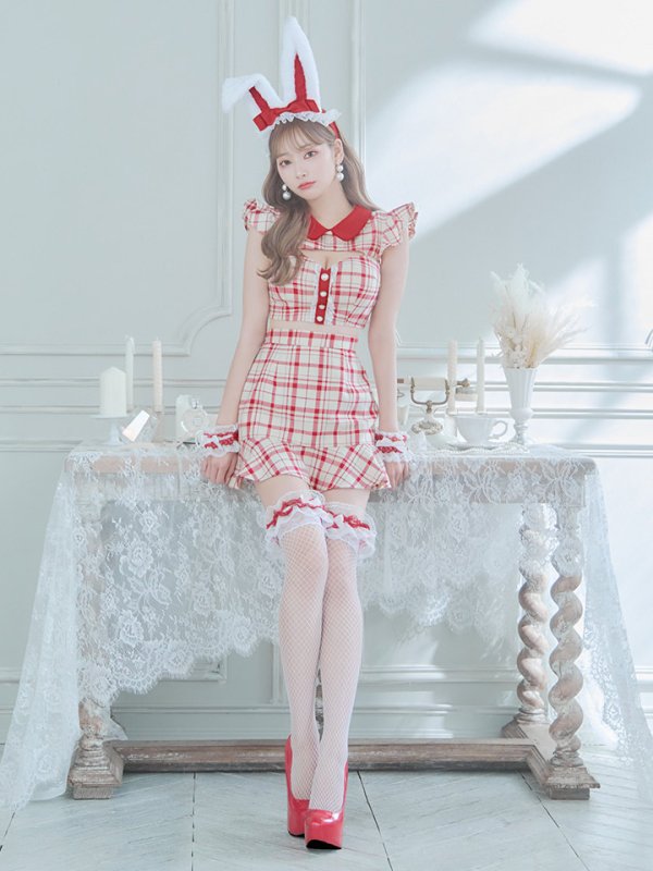 画像5: 【SALE!】【即日発送】【ハロウィン】 チェックバニーセットアップ  【コスプレ6点セット】【XS-Lサイズ/2カラー】[OF04] (5)