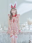 画像28: 【値下げ！】【即日発送】【ハロウィン】 チェックバニーセットアップ  【コスプレ6点セット】【XS-Lサイズ/2カラー】[YMT] (28)