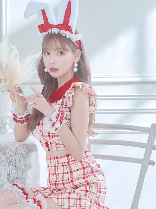 画像12: 【SALE!】【即日発送】【ハロウィン】 チェックバニーセットアップ  【コスプレ6点セット】【XS-Lサイズ/2カラー】[OF04] (12)