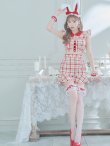 画像41: 【値下げ！】【即日発送】【ハロウィン】 チェックバニーセットアップ  【コスプレ6点セット】【XS-Lサイズ/2カラー】[YMT] (41)