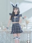 画像4: 【値下げ！】【即日発送】【ハロウィン】 チェックバニーセットアップ  【コスプレ6点セット】【XS-Lサイズ/2カラー】[YMT] (4)