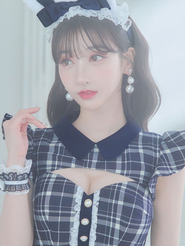 画像12: 【SALE!】【即日発送】【ハロウィン】 チェックバニーセットアップ  【コスプレ6点セット】【XS-Lサイズ/2カラー】[OF04] (12)