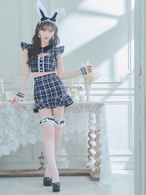 画像33: 【SALE!】【即日発送】【ハロウィン】 チェックバニーセットアップ  【コスプレ6点セット】【XS-Lサイズ/2カラー】[OF04] (33)