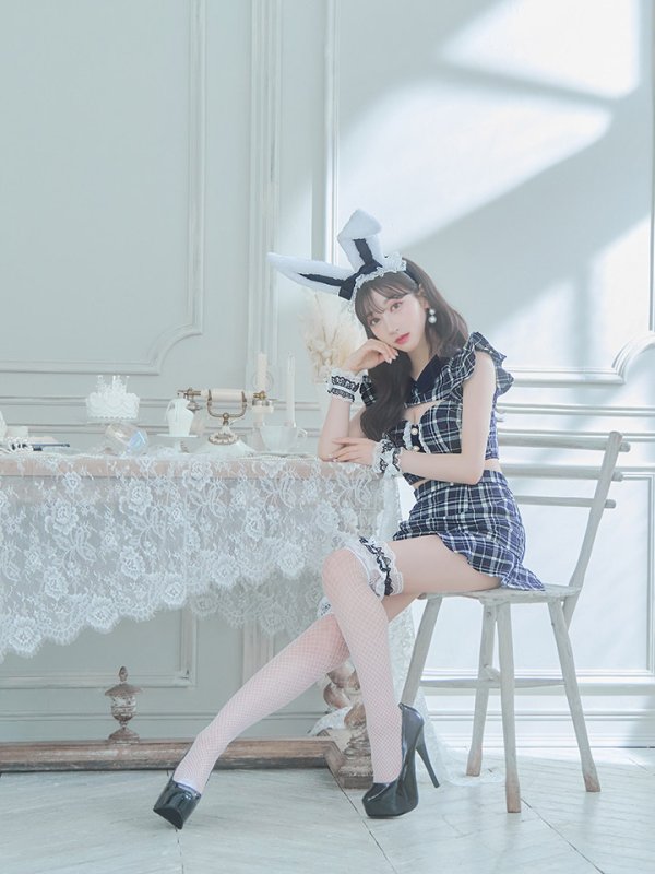 画像32: 【SALE!】【即日発送】【ハロウィン】 チェックバニーセットアップ  【コスプレ6点セット】【XS-Lサイズ/2カラー】[OF04] (32)