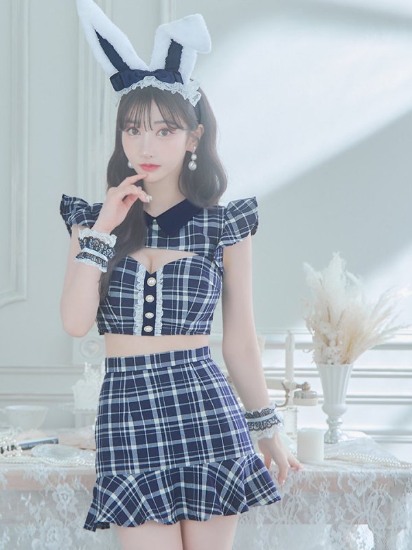 画像34: 【SALE!】【即日発送】【ハロウィン】 チェックバニーセットアップ  【コスプレ6点セット】【XS-Lサイズ/2カラー】[OF04] (34)