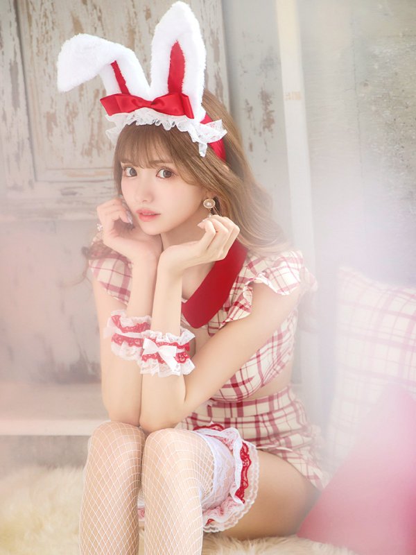 画像11: 【SALE!】【即日発送】【ハロウィン】 チェックバニーセットアップ  【コスプレ6点セット】【XS-Lサイズ/2カラー】[OF04] (11)