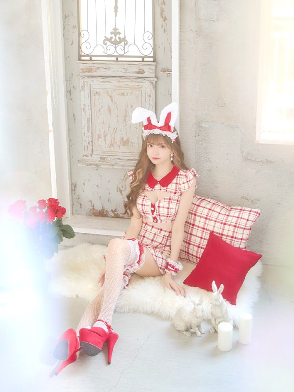 画像13: 【SALE!】【即日発送】【ハロウィン】 チェックバニーセットアップ  【コスプレ6点セット】【XS-Lサイズ/2カラー】[OF04] (13)