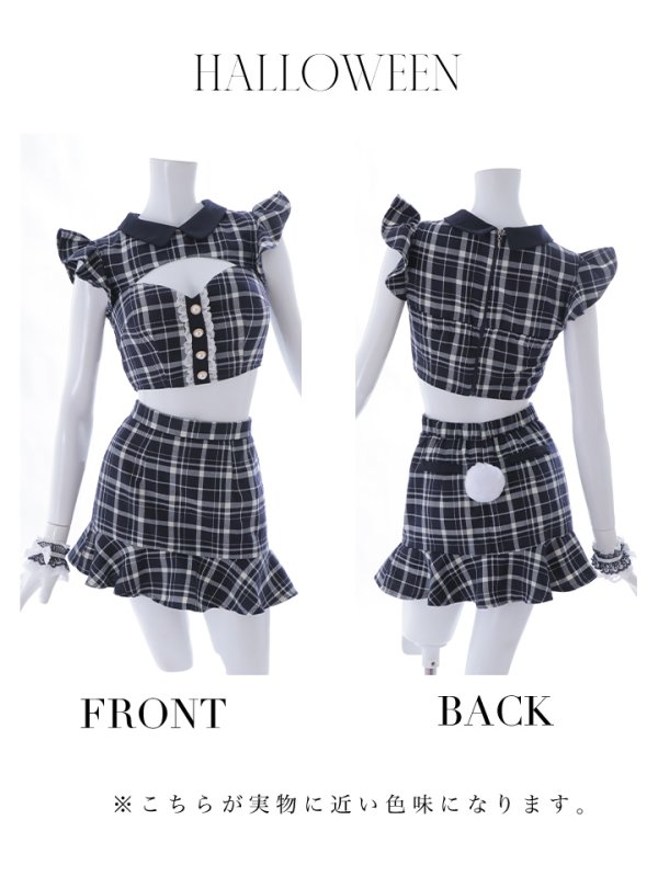 画像33: 【SALE!】【即日発送】【ハロウィン】 チェックバニーセットアップ  【コスプレ6点セット】【XS-Lサイズ/2カラー】[OF04] (33)