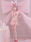 画像5: 【値下げ！】【即日発送】【ハロウィン】 チェックバニーセットアップ  【コスプレ6点セット】【XS-Lサイズ/2カラー】[YMT] (5)