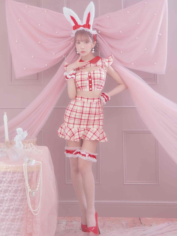 画像5: 【SALE!】【即日発送】【ハロウィン】 チェックバニーセットアップ  【コスプレ6点セット】【XS-Lサイズ/2カラー】[OF04] (5)