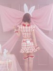 画像15: 【値下げ！】【即日発送】【ハロウィン】 チェックバニーセットアップ  【コスプレ6点セット】【XS-Lサイズ/2カラー】[YMT] (15)