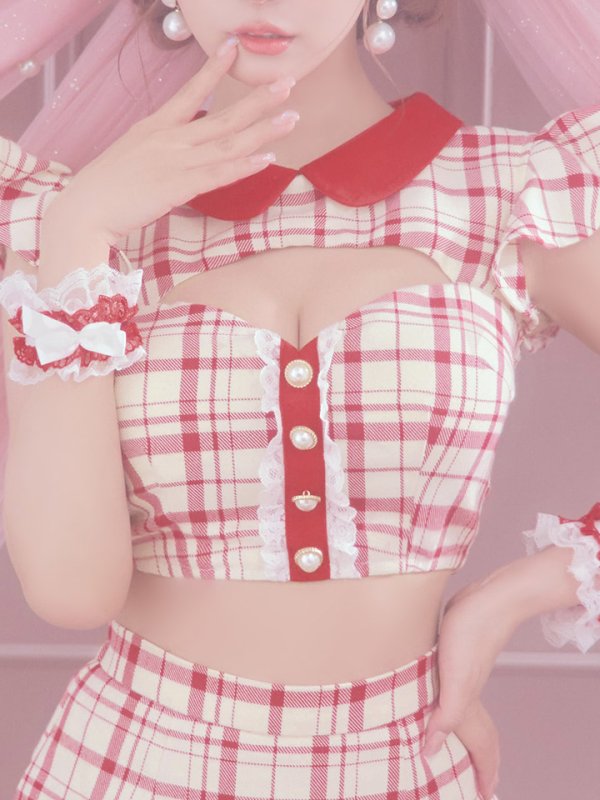 画像16: 【SALE!】【即日発送】【ハロウィン】 チェックバニーセットアップ  【コスプレ6点セット】【XS-Lサイズ/2カラー】[OF04] (16)