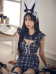 画像1: 【値下げ！】【即日発送】【ハロウィン】 チェックバニーセットアップ  【コスプレ6点セット】【XS-Lサイズ/2カラー】[YMT] (1)