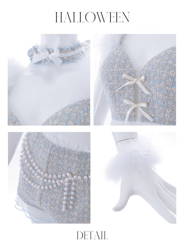 画像34: 【SALE!!】【即日発送】【ハロウィン】 ファーツイードバニーセットアップ 【コスプレ8点セット】【XS-Mサイズ/3カラー】[OF04] (34)