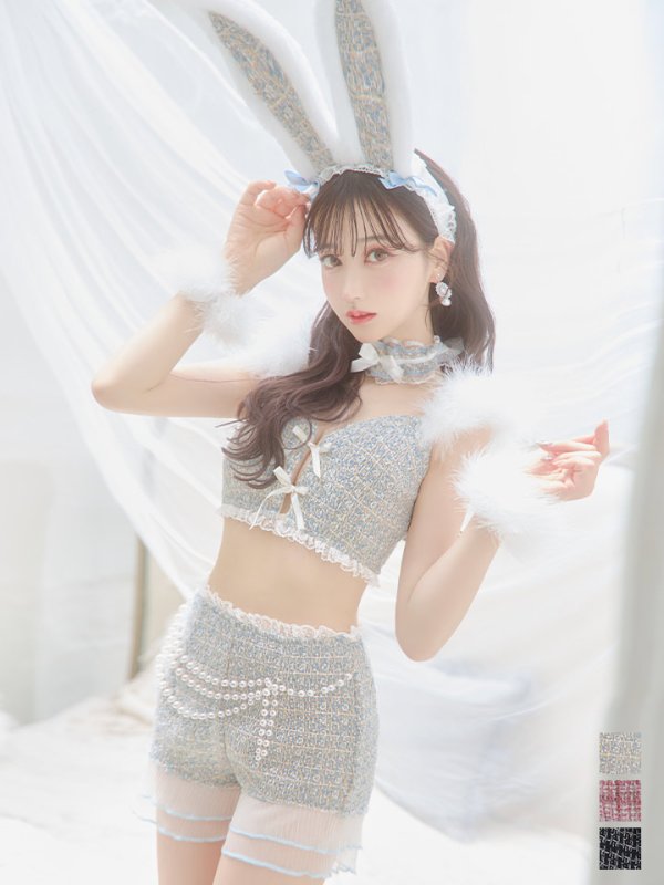 画像24: 【SALE!!】【即日発送】【ハロウィン】 ファーツイードバニーセットアップ 【コスプレ8点セット】【XS-Mサイズ/3カラー】[OF04] (24)