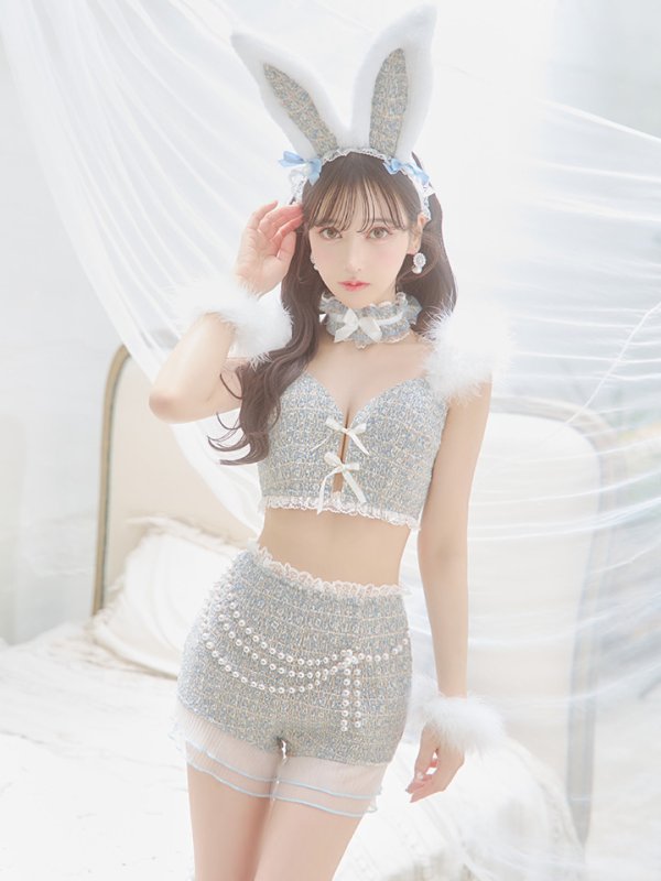 画像25: 【SALE!!】【即日発送】【ハロウィン】 ファーツイードバニーセットアップ 【コスプレ8点セット】【XS-Mサイズ/3カラー】[OF04] (25)