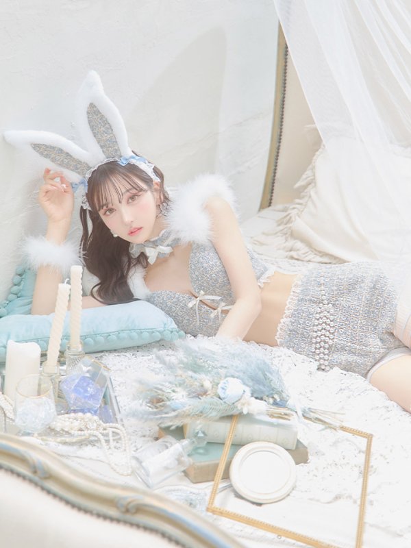 画像9: 【SALE!!】【即日発送】【ハロウィン】 ファーツイードバニーセットアップ 【コスプレ8点セット】【XS-Mサイズ/3カラー】[HC03] (9)