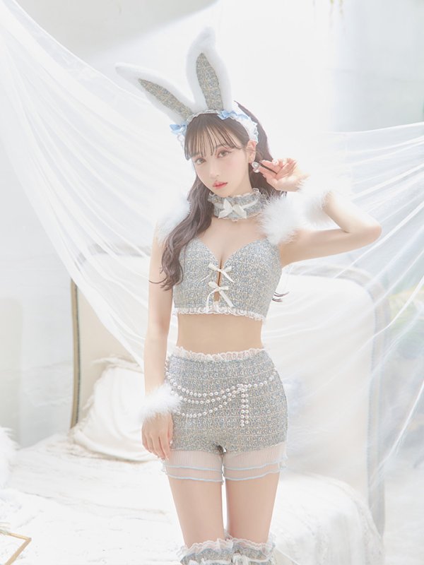 画像17: 【SALE!!】【即日発送】【ハロウィン】 ファーツイードバニーセットアップ 【コスプレ8点セット】【XS-Mサイズ/3カラー】[HC03] (17)