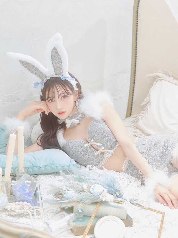 画像16: 【SALE!!】【即日発送】【ハロウィン】 ファーツイードバニーセットアップ 【コスプレ8点セット】【XS-Mサイズ/3カラー】[HC03] (16)