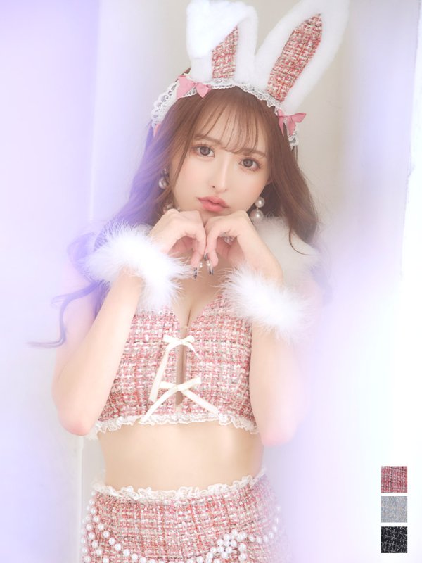 画像3: 【SALE!!】【即日発送】【ハロウィン】 ファーツイードバニーセットアップ 【コスプレ8点セット】【XS-Mサイズ/3カラー】[OF04] (3)