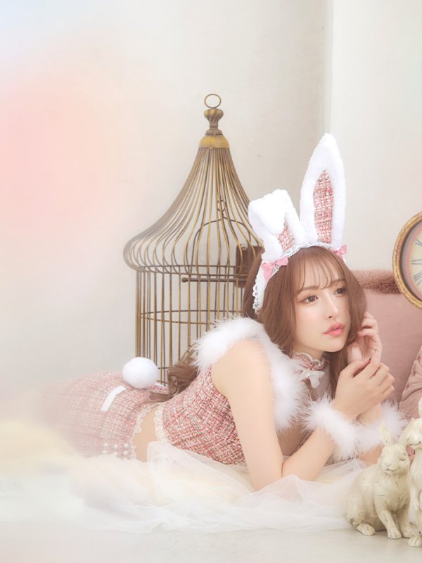 画像6: 【SALE!!】【即日発送】【ハロウィン】 ファーツイードバニーセットアップ 【コスプレ8点セット】【XS-Mサイズ/3カラー】[OF04] (6)