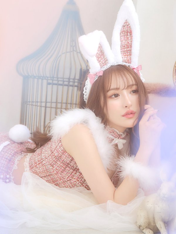 画像7: 【SALE!!】【即日発送】【ハロウィン】 ファーツイードバニーセットアップ 【コスプレ8点セット】【XS-Mサイズ/3カラー】[OF04] (7)