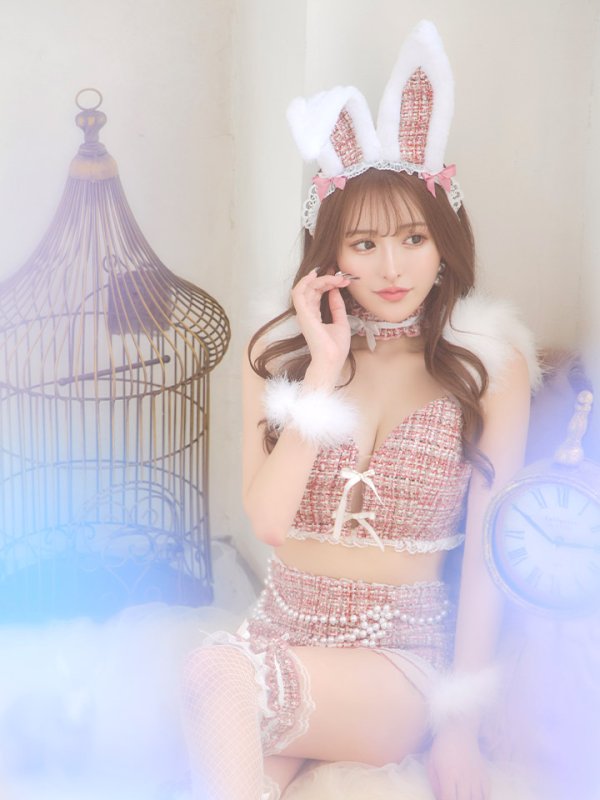 画像9: 【SALE!!】【即日発送】【ハロウィン】 ファーツイードバニーセットアップ 【コスプレ8点セット】【XS-Mサイズ/3カラー】[OF04] (9)