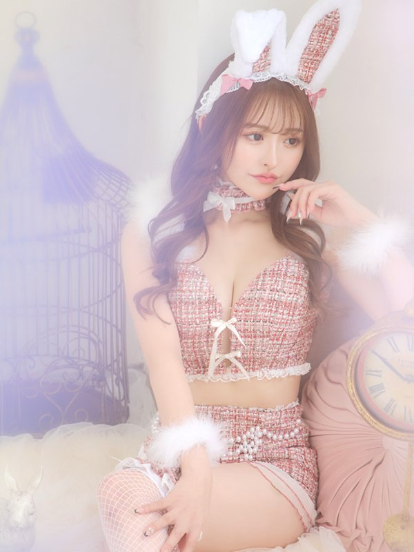 画像13: 【SALE!!】【即日発送】【ハロウィン】 ファーツイードバニーセットアップ 【コスプレ8点セット】【XS-Mサイズ/3カラー】[OF04] (13)