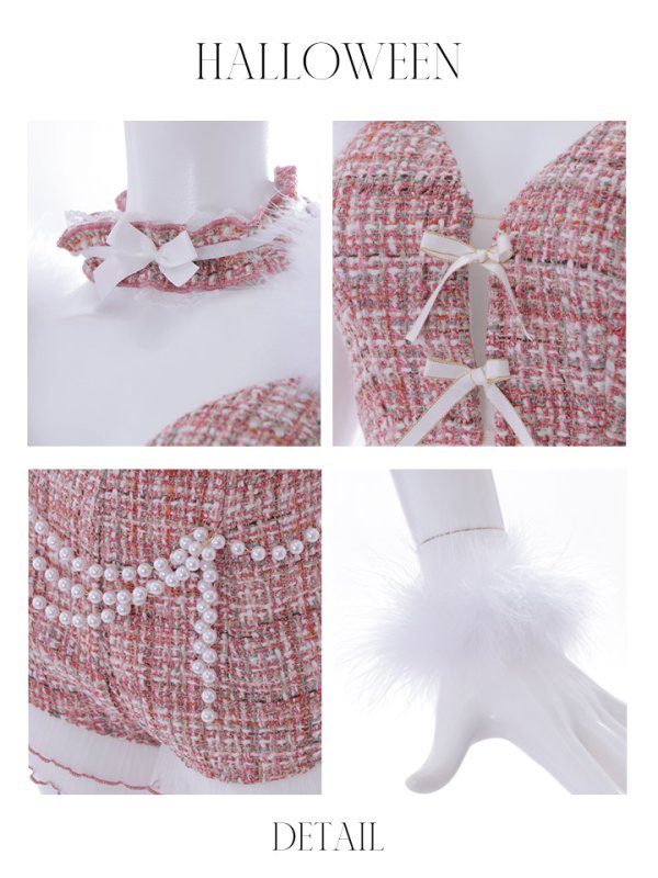 画像30: 【SALE!!】【即日発送】【ハロウィン】 ファーツイードバニーセットアップ 【コスプレ8点セット】【XS-Mサイズ/3カラー】[OF04] (30)