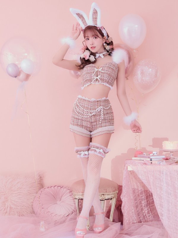 画像5: 【SALE!!】【即日発送】【ハロウィン】 ファーツイードバニーセットアップ 【コスプレ8点セット】【XS-Mサイズ/3カラー】[OF04] (5)