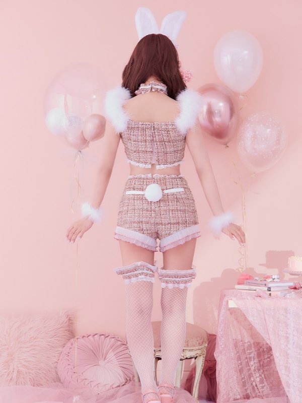 画像15: 【SALE!!】【即日発送】【ハロウィン】 ファーツイードバニーセットアップ 【コスプレ8点セット】【XS-Mサイズ/3カラー】[OF04] (15)