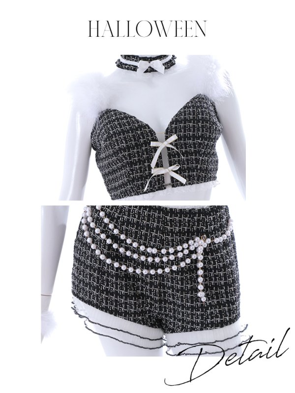 画像37: 【SALE!!】【即日発送】【ハロウィン】 ファーツイードバニーセットアップ 【コスプレ8点セット】【XS-Mサイズ/3カラー】[OF04] (37)